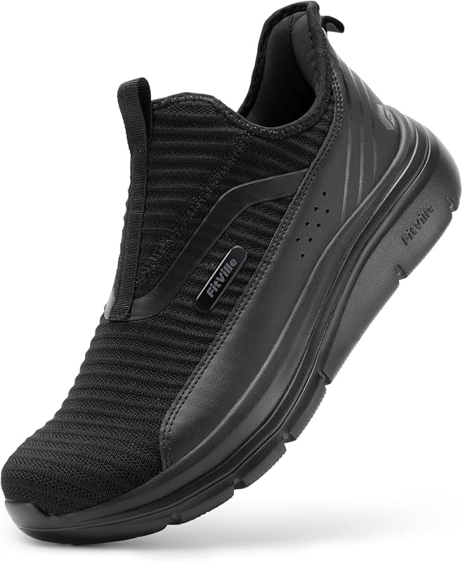 FitVille Men’s Extra Wide Slip-On Walking Shoes with Arch Support for 