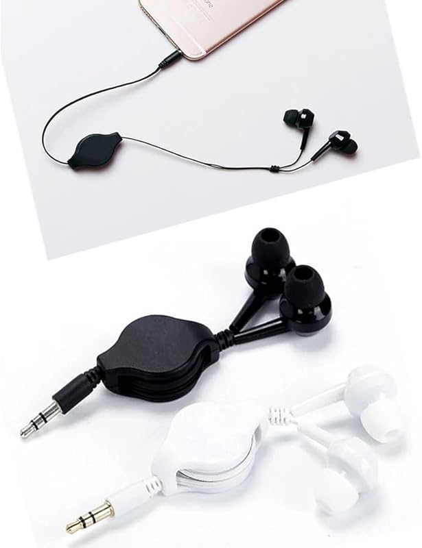 2 Pack Retractable Wired Earbuds with 3.5mm Plug, Portable Stereo Earp
