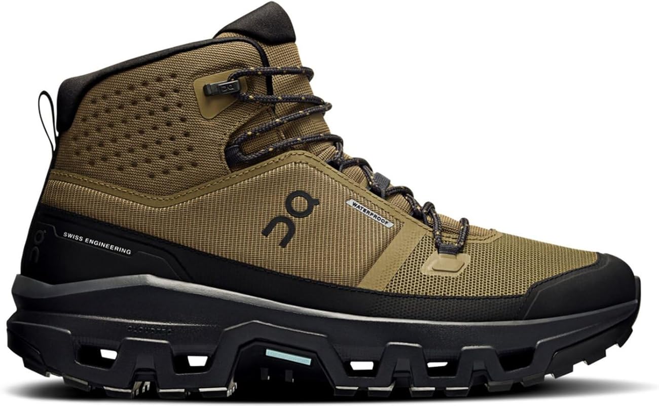 On Men's Cloudrock Mid Waterproof Hiking Boots Offering Support, Durab