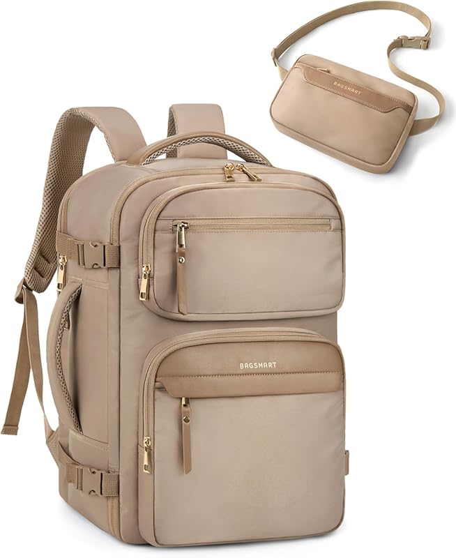 BAGSMART Women’s Lightweight Travel Backpack with Waist Bag, Flight Ap