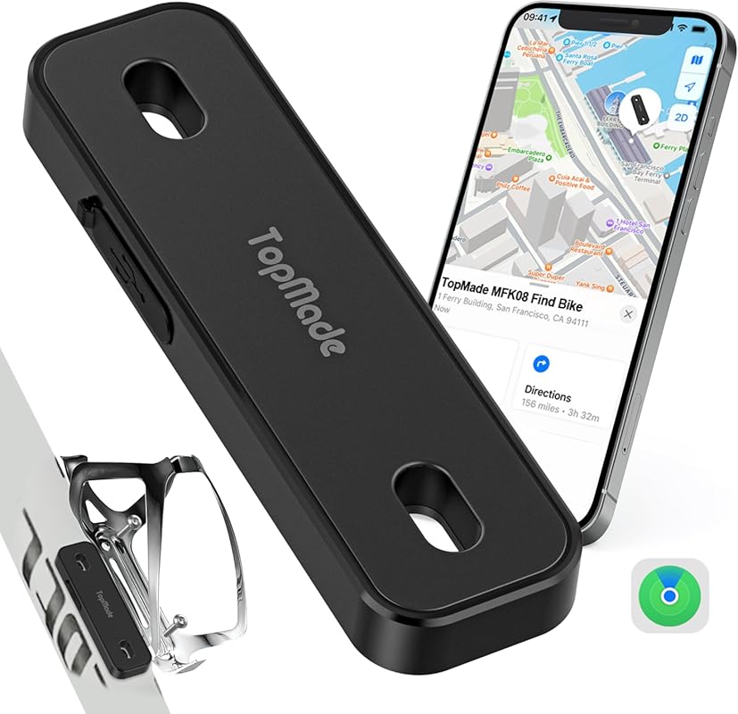 TopMade Bike Tracker for Apple Find My, Global GPS, Waterproof, Dustpr