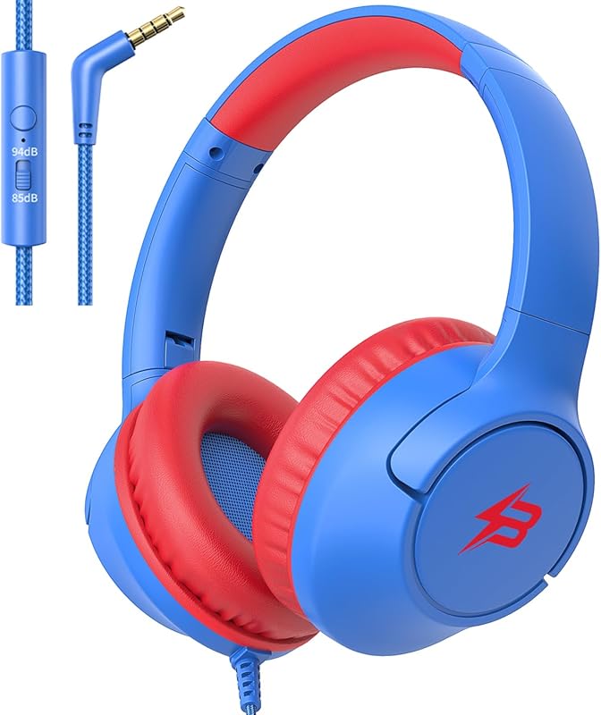Kids Wired Over Ear Headphones for School with 85/94dB Volume Limit, F
