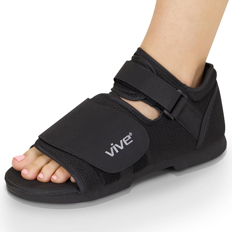 Vive Rounded Post Op Shoe for Injured Foot, Lightweight Adjustable Ort