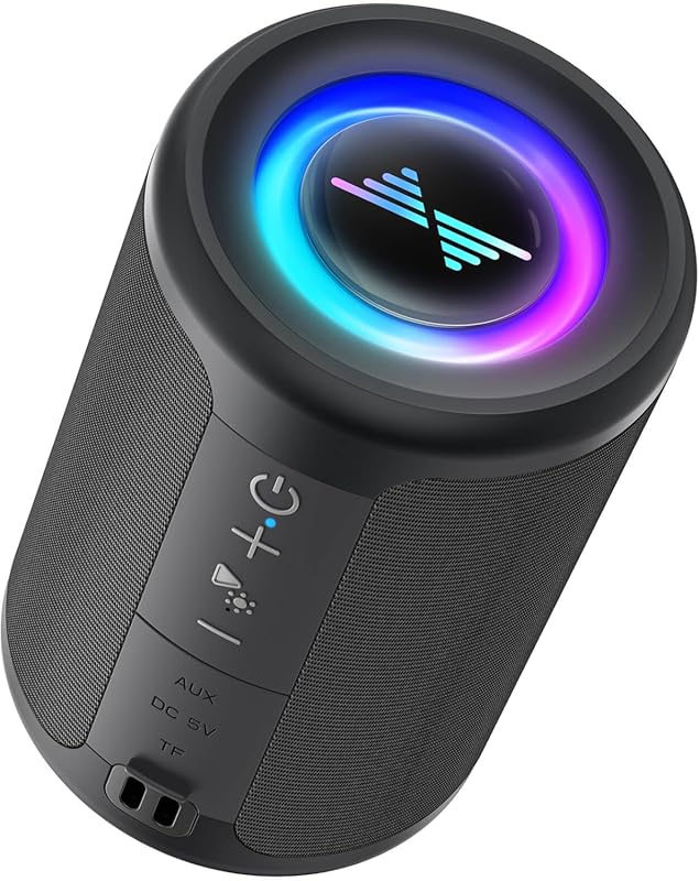 LENRUE Small Portable Bluetooth Speaker with TWS Stereo, Lights, Type-