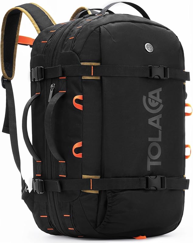 Tolaccea 40L-50L TSA Approved Travel Backpack with Wet Dry Compartment