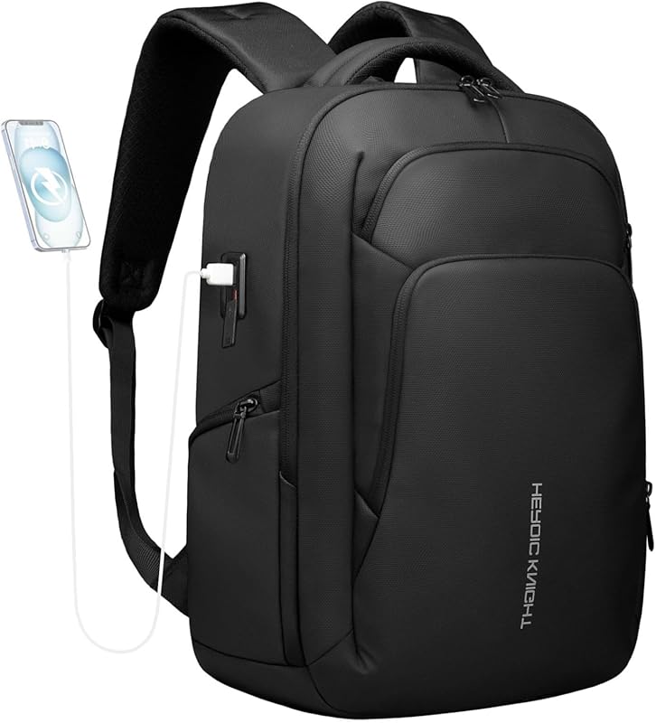 17.3 Inch Water Resistant Laptop Backpack with USB Charging Port, Ligh