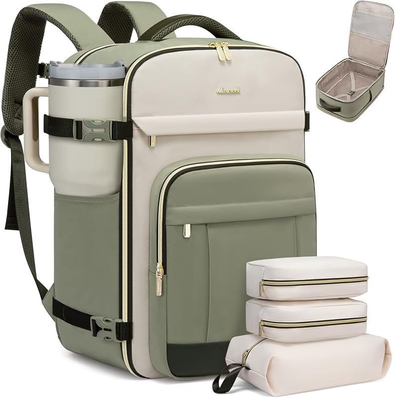 LOVEVOOK 50L Travel Backpack with 3 Packing Cubes, Durable & Spacious 