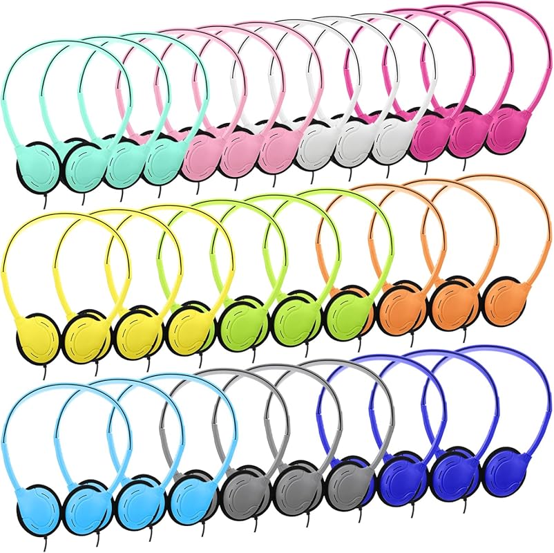 Yunsailing 30 Pack Bulk Over Ear Headphones with Adjustable Headband, 