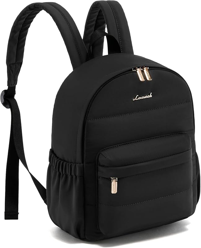 LOVEVOOK Black Mini Puffer Lightweight Backpack Purse with Anti-Theft 