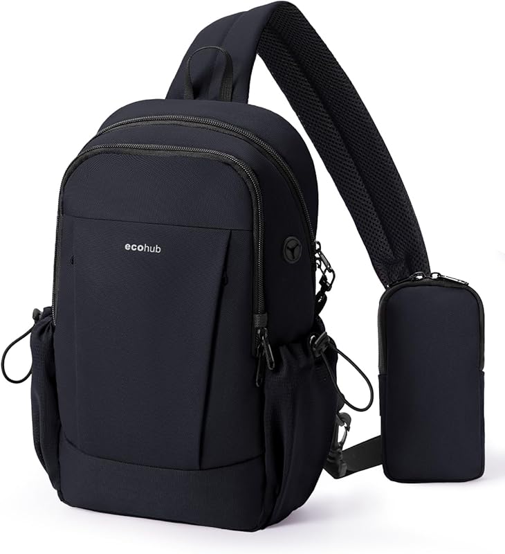 ECOHUB Black Eco-Friendly Anti-Theft Crossbody Backpack with RFID Bloc