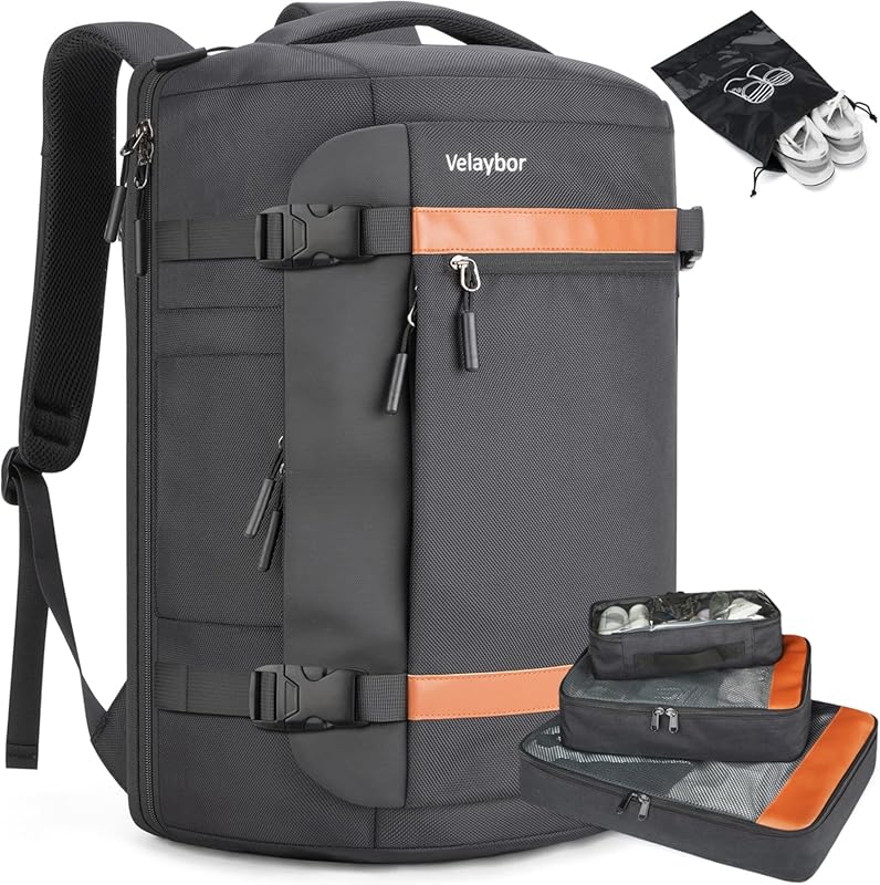 42L TSA Friendly Travel Backpack with 4 Packing Cubes, Water-Resistant