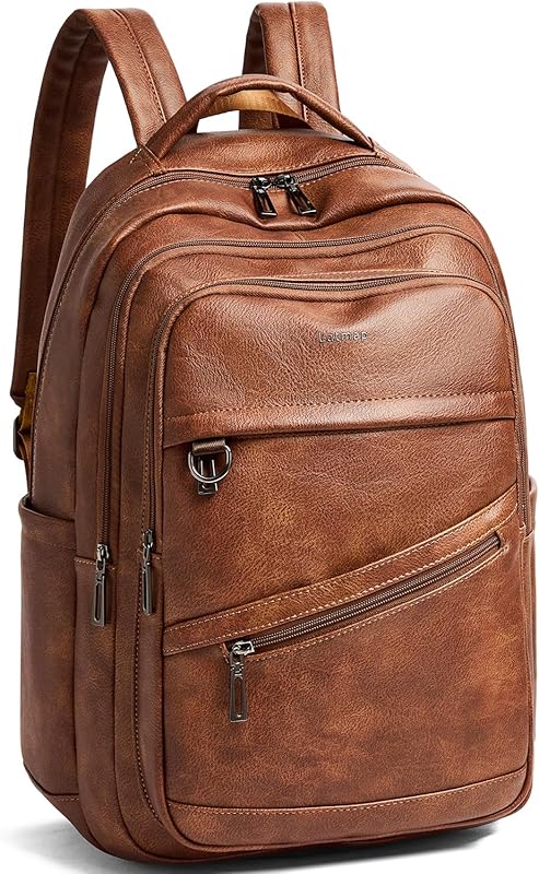 43L Vegan Leather Backpack for Women and Men, Travel Carry-on Bag Fits