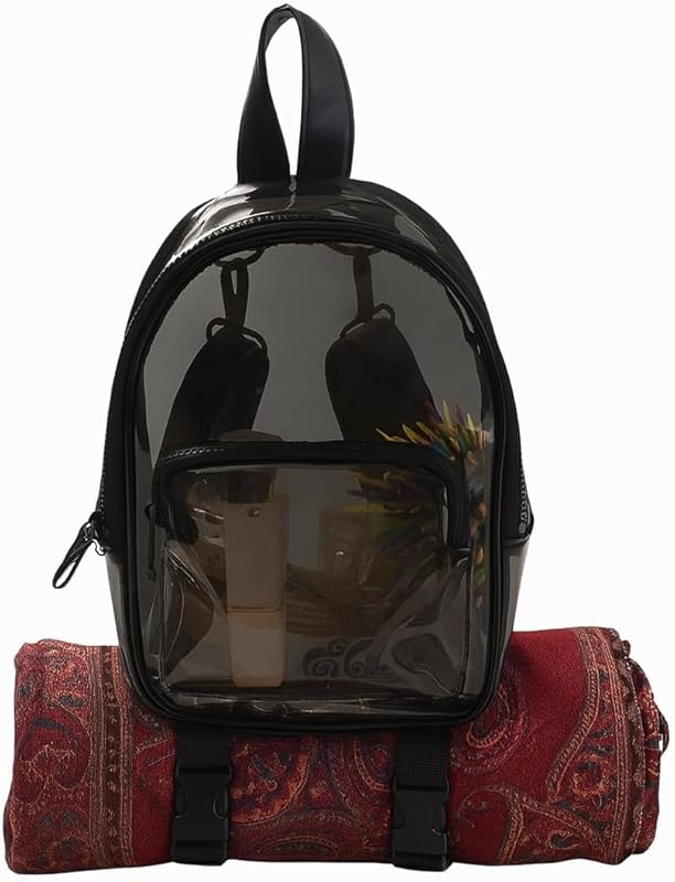 OTW ONTHEWAE Black Transparent Mini Anti-Theft Backpack with Convertib