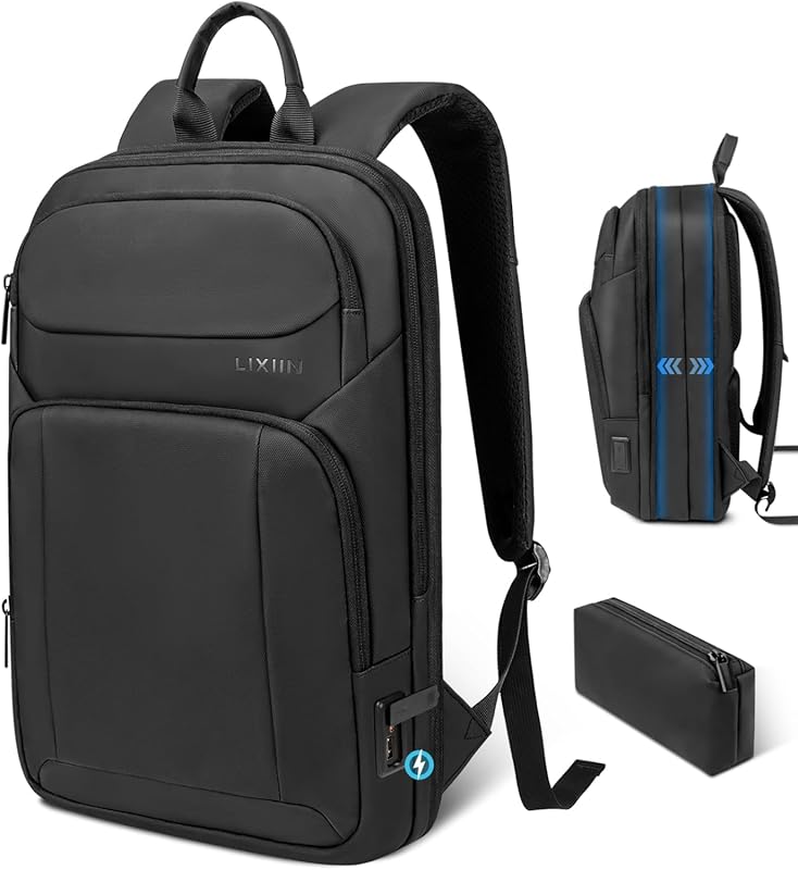 Slim Expandable Business Backpack for Men with USB Charging Port, Wate