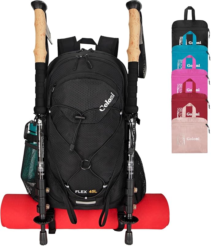 Goloni 45L Lightweight Foldable Waterproof Hiking Backpack with Rain C