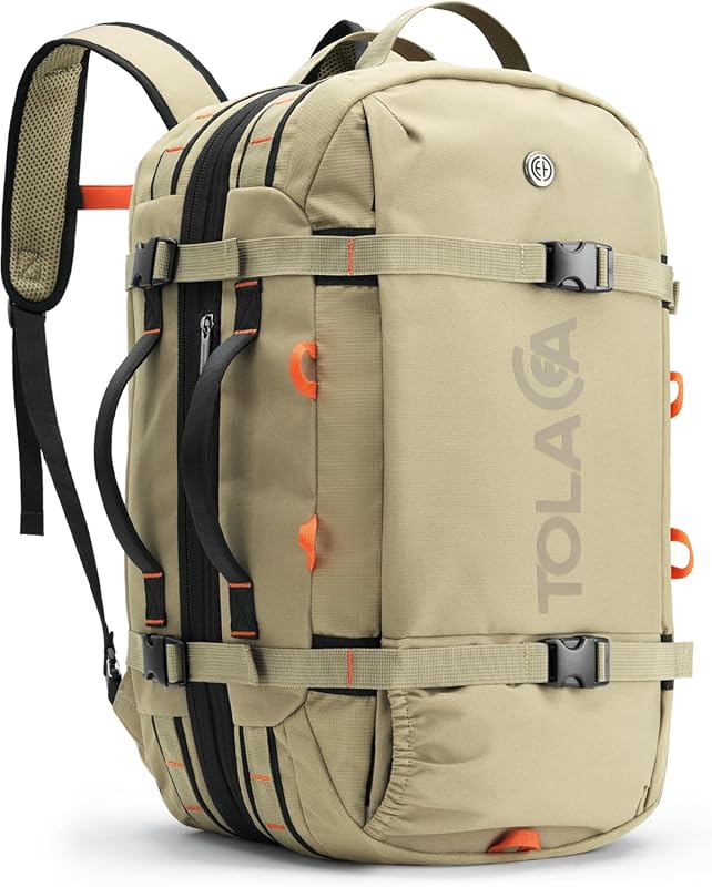 Tolaccea 40L-50L Expandable Carry On Travel Backpack with Flight Appro