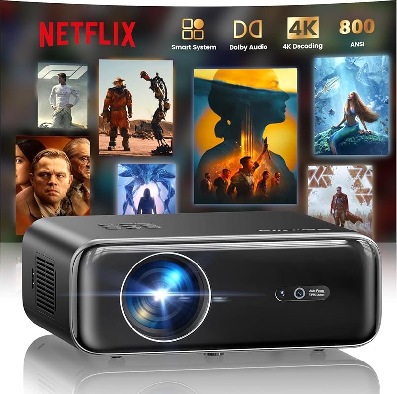 Upgrad P62 Pro 800ANSI 4K Outdoor Smart Projector with WiFi, Bluetooth