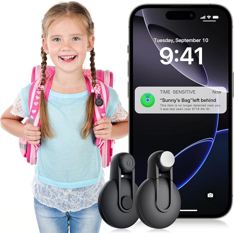 Otag Hidden GPS Tracker 2-Pack for Kids with Security Pins, Works with