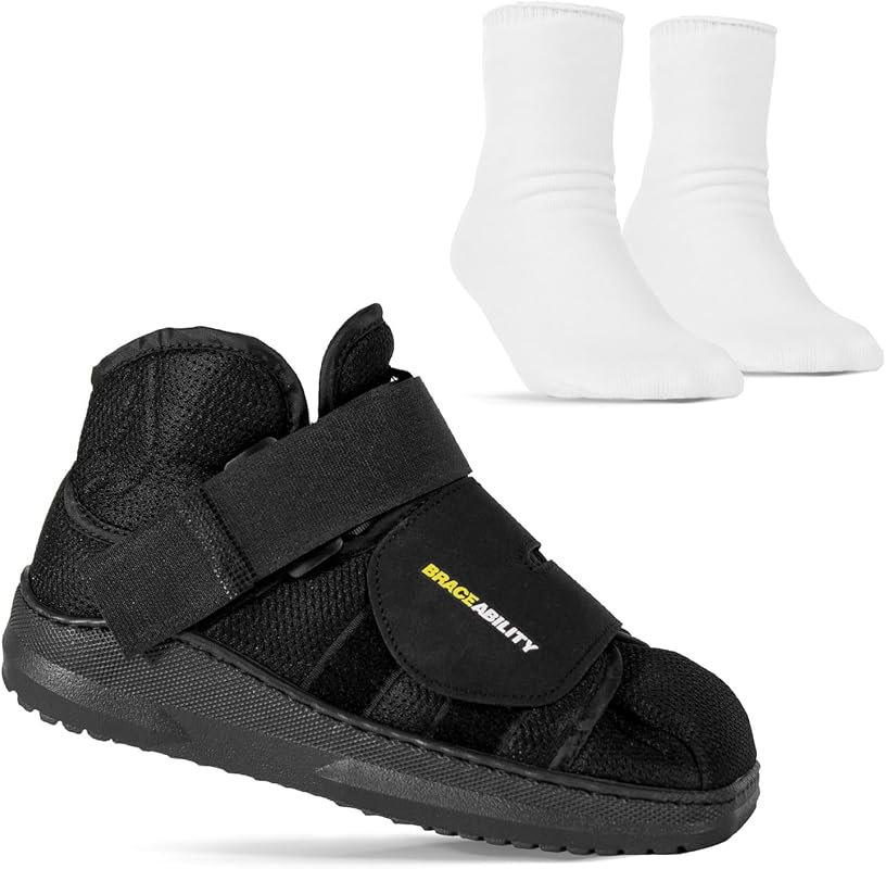 BraceAbility Closed Toe Post-Op Shoe with Medical Walking Boot Sock Li