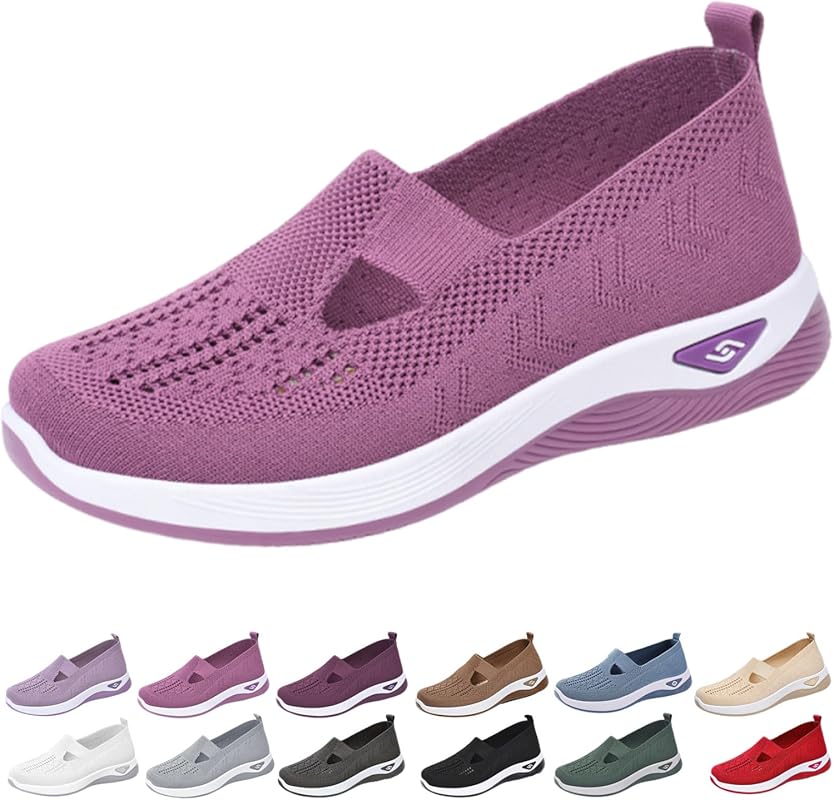 Lightweight Women's Orthopedic Walking Shoes with Breathable Woven Des