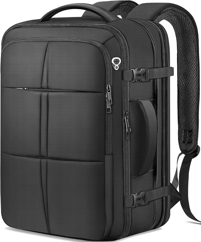 Extra large 50L expandable travel backpack, flight-approved waterproof