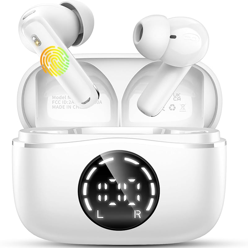 Bluetooth 5.4 Wireless Earbuds with 3D Stereo Deep Bass, 4 ENC Mics, 4