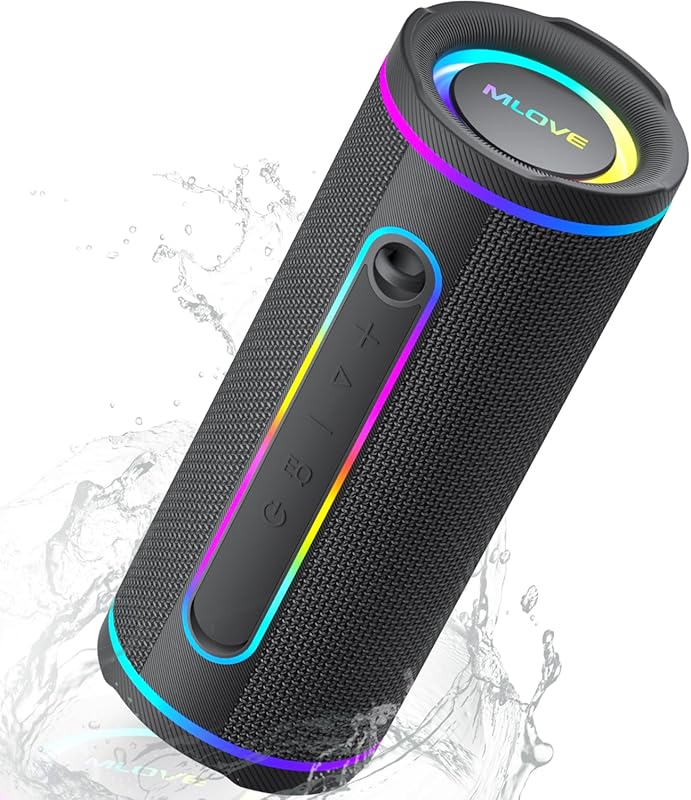 MLOVE E80 Bluetooth Wireless Portable Speaker with Bass Up, RGB Lights
