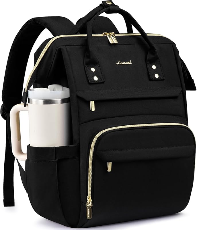 LOVEVOOK Waterproof Laptop Backpack with Giant Tumbler Holder Pocket, 