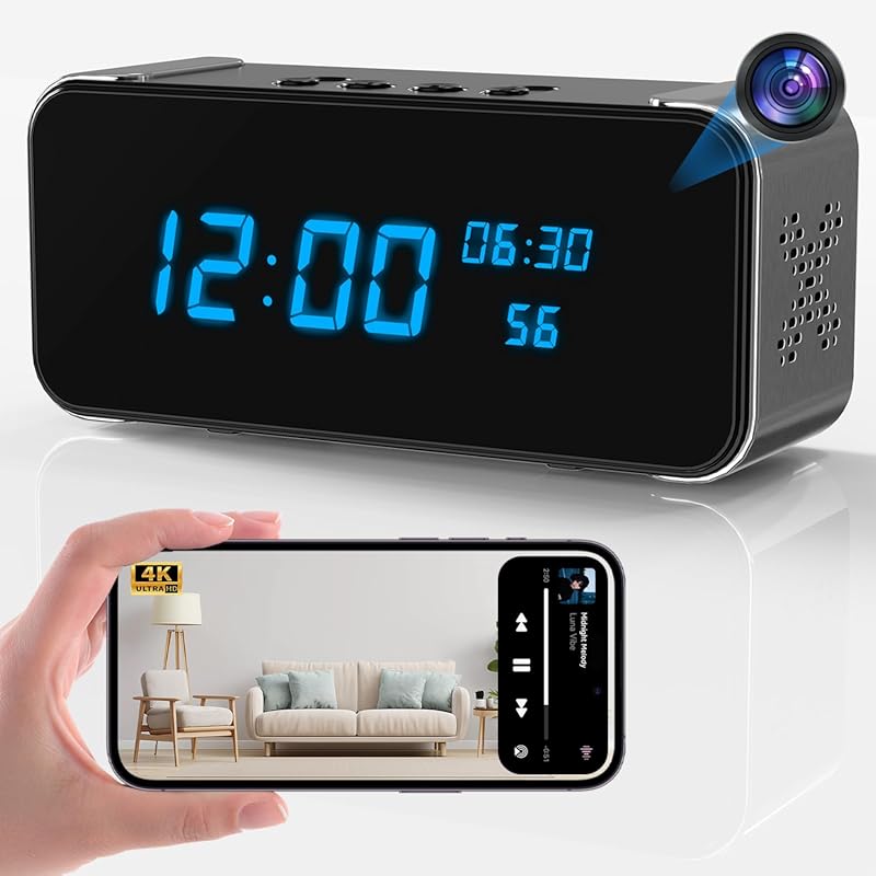 Bluetooth Speaker with 4K Wireless Indoor Camera, Night Vision, Smart 