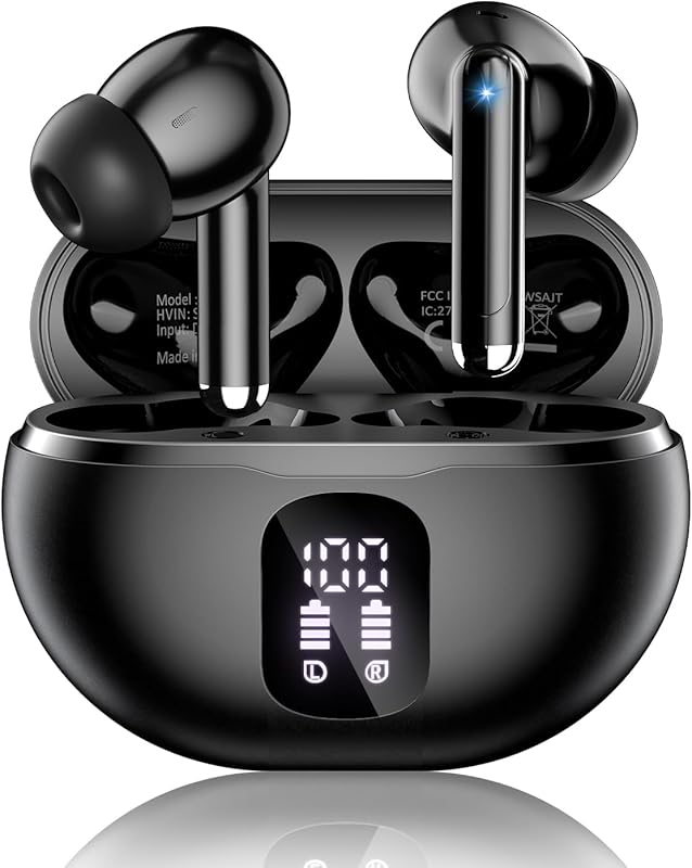 Bluetooth 5.4 Wireless Earbuds with 50H Playback, Deep Bass Stereo, Cl