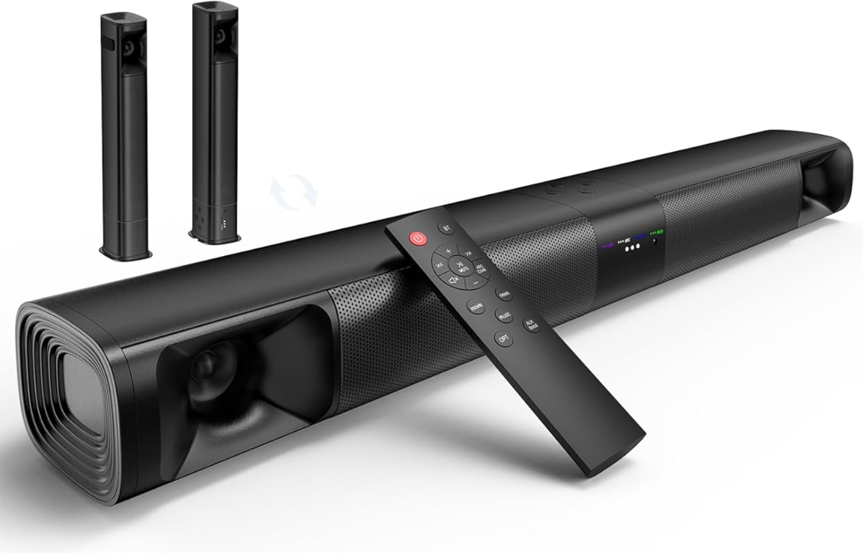 80W 2.0 Channel Detachable Soundbar with Bluetooth, Optical, ARC, AUX,