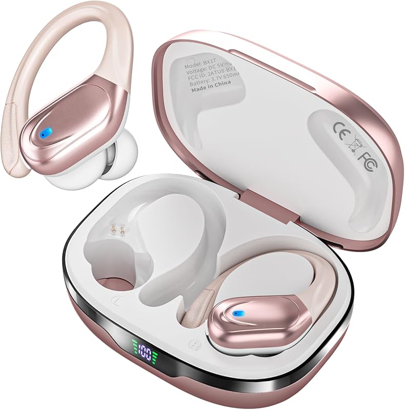 Sports Bluetooth Wireless Earbuds with 80H Playtime, LED Power Display