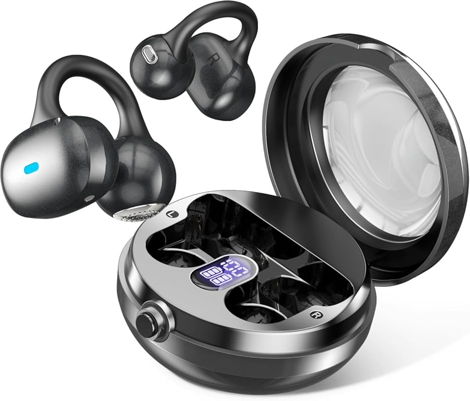 Open Ear Bluetooth 5.4 Clip-On Headphones with 40H Playtime, LED Displ