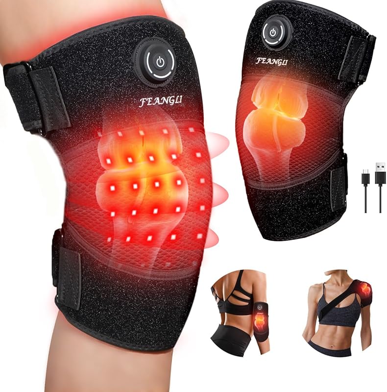 Cordless Heated Red Light Therapy Knee Brace for Pain Relief, Infrared