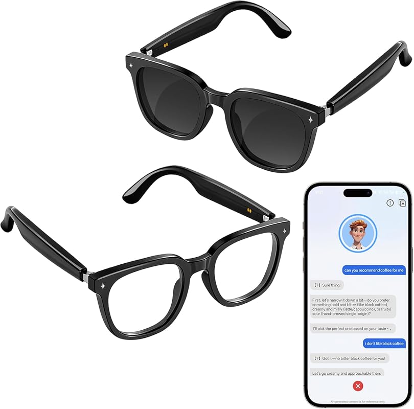 2026 Smart Audio Glasses with Bluetooth, Open-Ear Speakers, AI Voice A