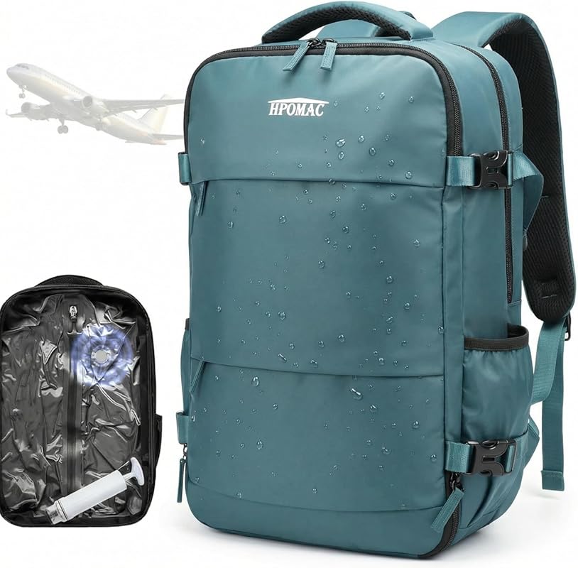 Vacuum Compression Travel Backpack 45L, Carry-On Size with Pump, Water