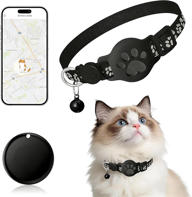 Waterproof GPS Pet Tracker Collar for Cats, No Monthly Fee, Compatible