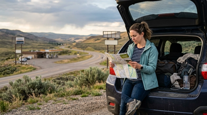 How a woman can plan her first solo road trip by choosing short drives and reliable stops.
