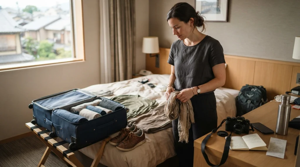 Solo female traveler researching local customs through clothing, etiquette, photography, and religious-site preparation