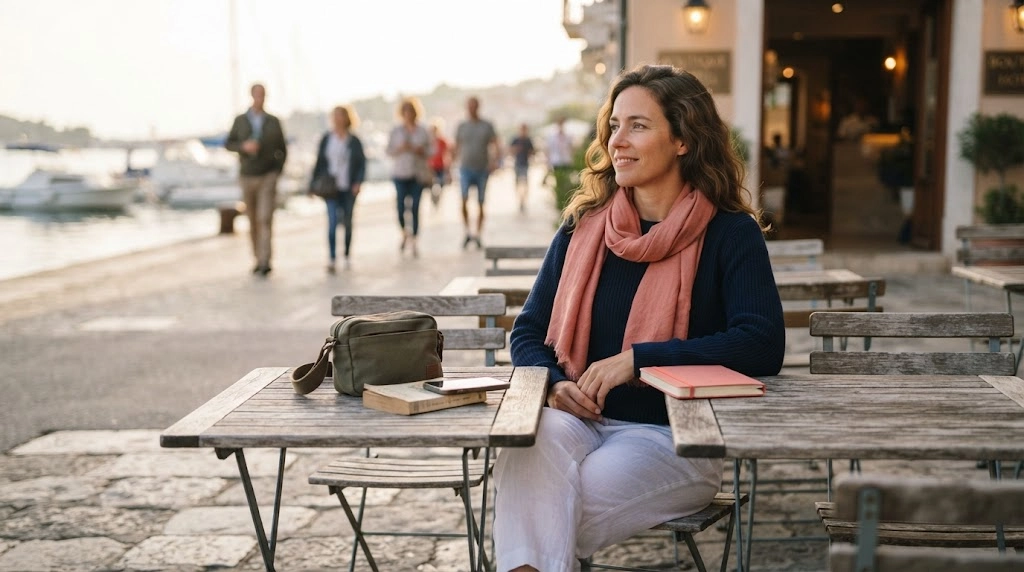 Solo woman choosing a short weekend destination that matches her travel personality