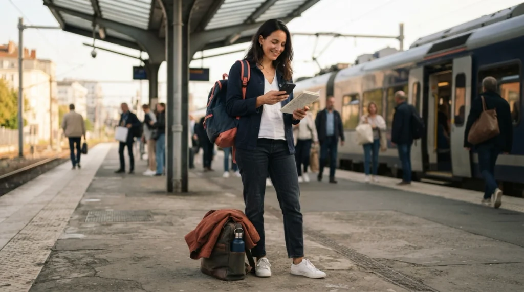 Woman taking a short practice solo trip close to home before longer travel