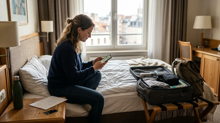 Woman simplifying plans when deciding whether she is ready to travel alone.