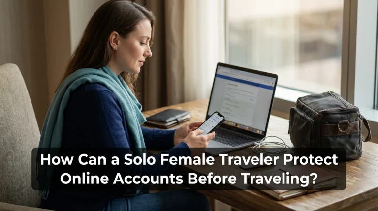 How Can a Solo Female Traveler Protect Online Accounts Before Traveling