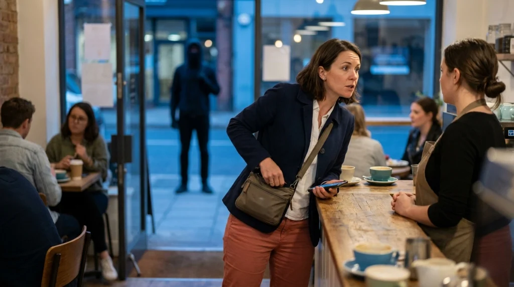 Solo woman asks café staff for help after unwanted attention escalates while traveling